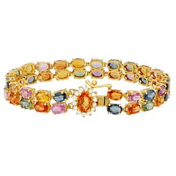 14k Yellow Gold 27.26ct Sapphire 0.44ct Diamond Bracelet