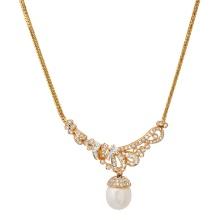 18K Gold 11mm South Sea Pearl and Diamond Necklace