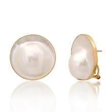 14K Yellow Gold Setting with 20mm Blister Pearl Earrings