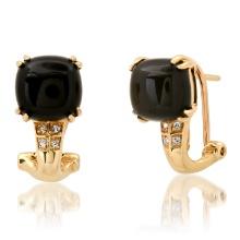 14K Yellow Gold Setting with 4.3ct Black Onyx and 0.03ct Diamond LALI Designor Earrings