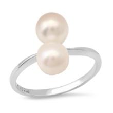 14K White Gold Setting with two 7mm Cultured Pearl Ladies Ring