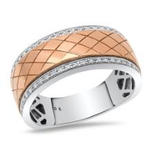 10K White and Rose Gold Setting with 0.30ct Diamond Mens Ring