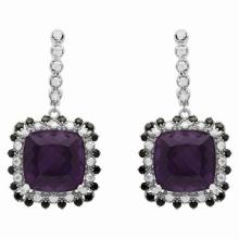 14k White Gold 23.91ct Amethyst & 1.68ct Sapphire 1.15ct Diamond Earrings