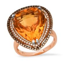 18K Yellow Gold Setting with 17.2ct Citrine and .64ct Diamond Ladies Ring