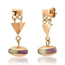 14K Yellow Gold Setting with Mother of Pearl Inlay Earrings