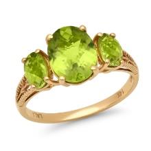 14K Yellow Gold Setting with 4.42ct Peridot LALI" Designor Ladies Ring"