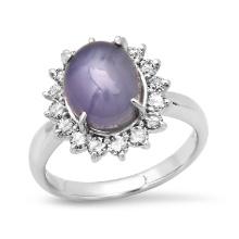 Platinum Setting with 5.91ct Star Sapphire and 0.56ct Diamond Ladies Ring