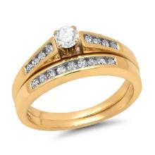 14K Yellow Gold Setting with 0.60tcw Diamond Ladies two Ring Set