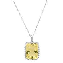 14K White Gold Setting with Approx. 6.5ct Quartz and .42ct Diamond Pendant