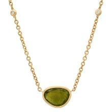 18K Yellow Gold Diamond and Green Tourmaline Necklace
