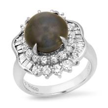 Platinum Setting with 6.75ct Alexandrite Cats Eye" and 1.31ct Diamond Ladies Ring"