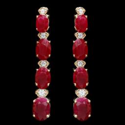 14K Yellow Gold 8.62ct Ruby and 0.22ct Diamond Earrings