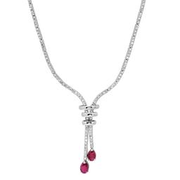 18K White Gold Setting with 1.68ct Ruby and 1.74ct Diamond Ladies Necklace