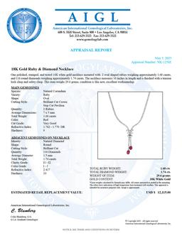 18K White Gold Setting with 1.68ct Ruby and 1.74ct Diamond Ladies Necklace