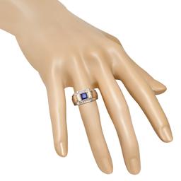 10K Yellow and White Gold Setting with 1.11ct Tanzanite and .05ct Diamond Mens Ring