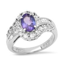 Platinum Setting with 1.79ct Tanzanite and .85ct Diamond Ladies Ring