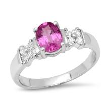 18K White Gold Setting with 1.12ct Pink Sapphire and .23ct Diamond Ladies Ring