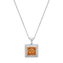 18K White Gold Setting with 1.22ct Citrine and 0.17ct Diamond Ladies Pendant