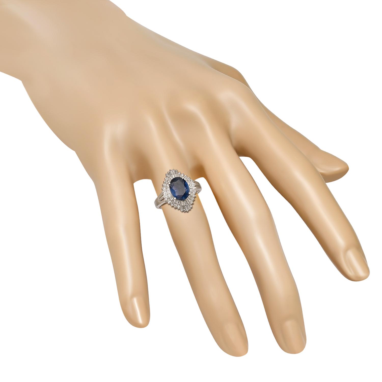 Platinum Setting with 1.88ct Sapphire and .43ct Diamond Ladies Ring