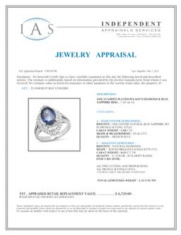 Platinum Setting with 1.88ct Sapphire and .43ct Diamond Ladies Ring
