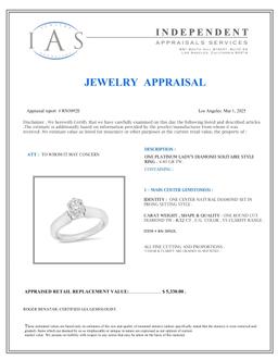 Platinum Setting with 0.52ct Diamond Ladies Ring
