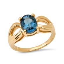 14K Yellow Gold Setting with 2.12ct Blue Topaz Ladies Ring