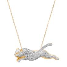18K Yellow Gold Setting with 1.10ct Diamond Panther Pendant