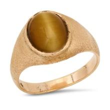 10K Yellow Gold Setting with 4.29ct Cat's Eye Quartz Mens Ring