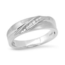 10K White Gold Setting with 0.09ct Diamond Mens Ring