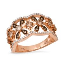 14K Rose Gold Setting with 1.1ct White and Brown Diamond LALI" Designor Ladies Ring"