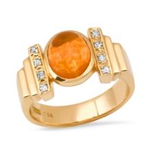 18K Yellow Gold Setting with 1.96ct Opal and 0.08ct Diamond Ladies Ring
