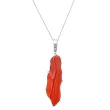 Platinum Free form Coral Pendant on 18 14K Gold Chain"
