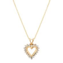 10K Yellow Gold Setting with 18 14K Chain and 0.35ct Diamond Heart Pendant"