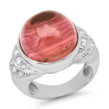 18K White Gold Setting with 15ct Pink Tourmaline and 0.60ct Diamond Ladies Ring