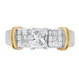 18K White and Yellow Gold Setting with 1.05ct Center and TW 1.6ct Diamond Ladies Ring