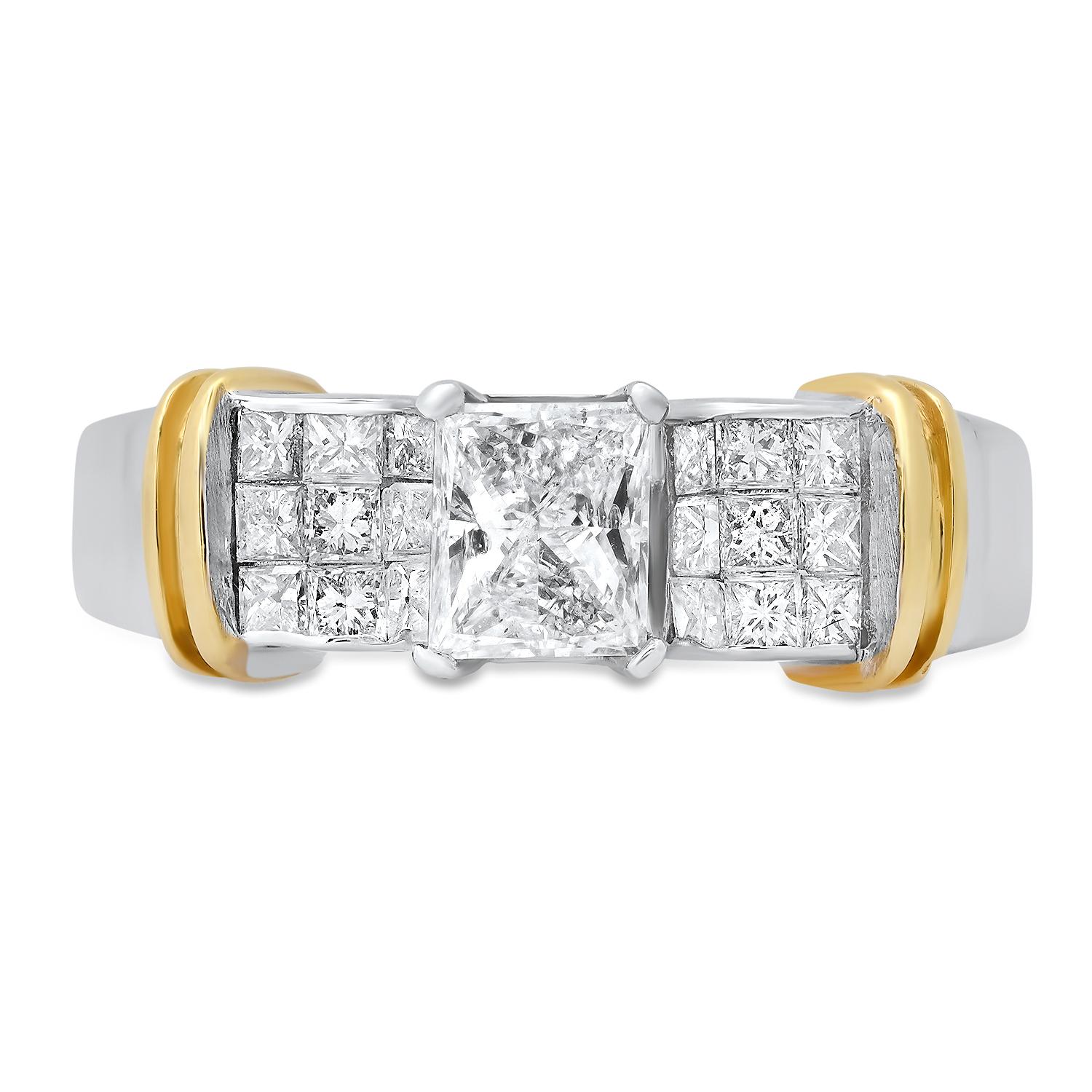 18K White and Yellow Gold Setting with 1.05ct Center and TW 1.6ct Diamond Ladies Ring