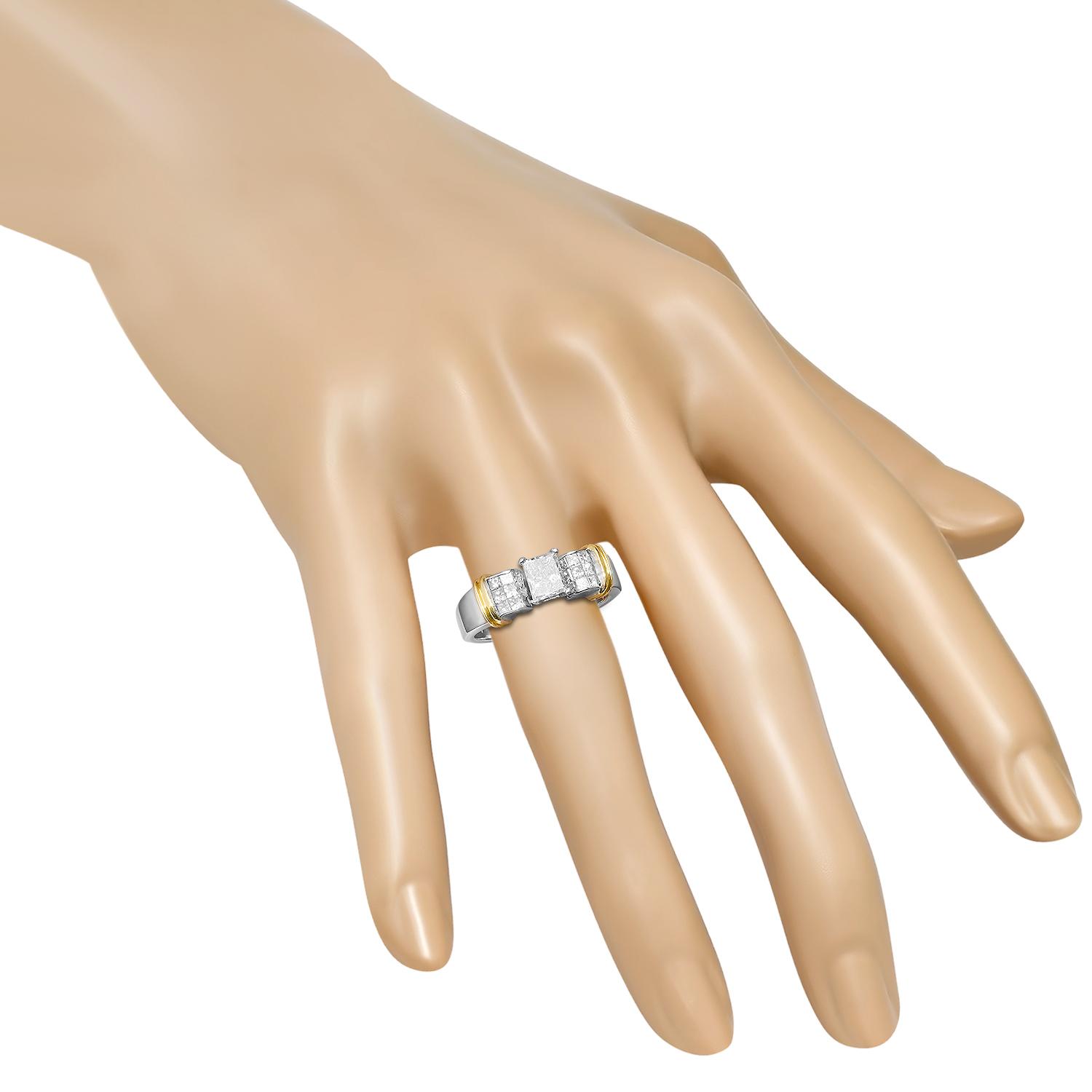 18K White and Yellow Gold Setting with 1.05ct Center and TW 1.6ct Diamond Ladies Ring