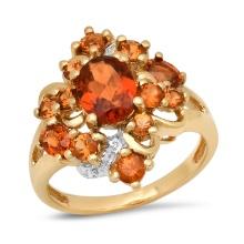 10K Yellow Gold Setting with 4.0ct Citrine and Diamond Ladies Ring