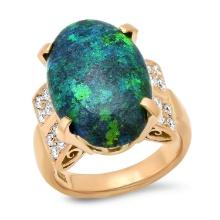 18K Yellow Gold Setting with 6.62ct Opal and 0.40ct Diamond Ladies Ring