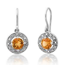 10K White Gold Setting with 1.02ct Citrine and 0.21ct Diamond Earrings
