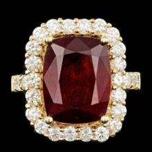 14K Yellow Gold 11.69ct Ruby and 1.88ct Diamond Ring