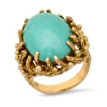 14K Yellow Gold Setting with 12.4ct Turquoise Ladies Ring