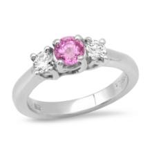 Platinum Setting with 0.50ct Pink Sapphire and 0.42ct Diamond Ladies Ring