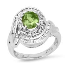 Platinum Setting with 1.67ct Green Sapphire and 1.00ct Diamond Ladies Ring