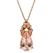 14k Rose Gold 22.12ct Morganite 0.82ct Diamond Pendant