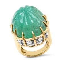 18K Yellow Gold Setting with Approx. 25ct Emerald and 1.60ct Diamond Ladies Ring