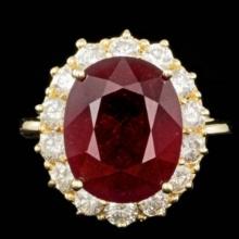 14K Yellow Gold 11.78ct Ruby and 1.48ct Diamond Ring
