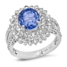 18K White Gold Setting with 4.0ct Sapphire and 1.32ct Diamond Ladies Ring