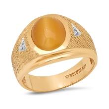 10K Yellow Gold Setting with 2.81ct Cat's Eye Chrystoberyl and .01ct Diamond Ring