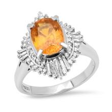 Platinum Setting with 2.87ct Sapphire and .52ct Diamond Ladies Ring